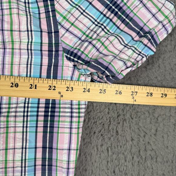 Ralph Lauren Shirt Mens 2XL Multicolor Plaid Slim Fit Seersucker Short Sleeve - Picture 6 of 8